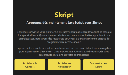 Capture d'écran du site Script dédié à l'apprentissage de JavaScript